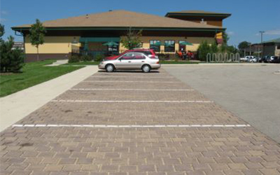 Pervious Pavers in a parking lot