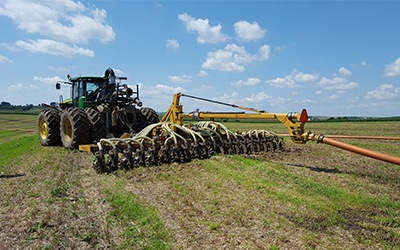 Low Disturbance Manure Injection Toolbar in a field