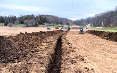 Drain Tile Installation with Backhoe