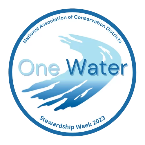 contest logo featuring a blue wave under the words One Water